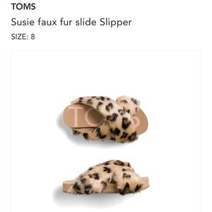 Toms leopard faux fur slipper size 8